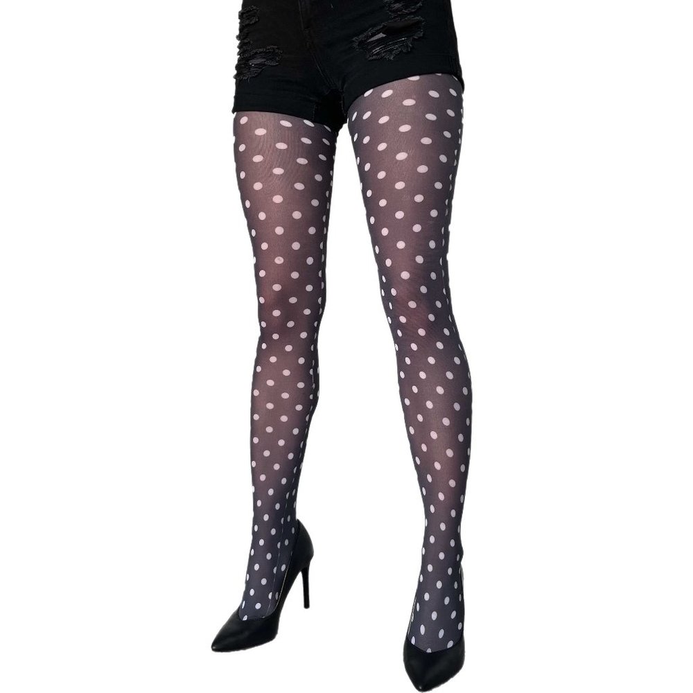 White Polka Dot Tights for Women
